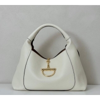 Top Quality Gucci Softbit Leather Maxi Shoulder Bag with Oversized Half Horsebit 837466 White 2025