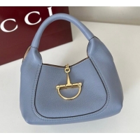 Best Design Gucci Softbit Leather Medium Shoulder Bag with Oversized Half Horsebit 837467 Light Blue 2025