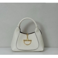 Market Sells Gucci Softbit Leather Medium Shoulder Bag with Oversized Half Horsebit 837467 White 2025