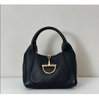 Grade Design Gucci Softbit Leather Medium Shoulder Bag with Oversized Half Horsebit 837467 Black 2025