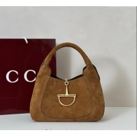 Market Sells Gucci Softbit Suede Medium Shoulder Bag with Oversized Half Horsebit 837467 Brown 2025