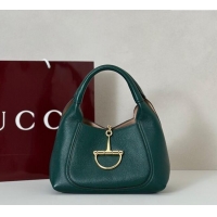 Discount Gucci Softbit Leather Medium Shoulder Bag with Oversized Half Horsebit 837467 Dark Green 2025