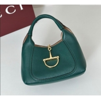 Discount Gucci Softbit Leather Medium Shoulder Bag with Oversized Half Horsebit 837467 Dark Green 2025