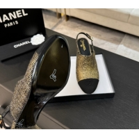 Best Price Chanel Cotton Tweed & Grosgrain Slingbacks Pump 6.5cm Gold 2025 G46865 1103051