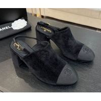 Luxury Chanel Corduroy & Grosgrain Slingbacks Pump 6.5cm Black 2025 G46865 1103052