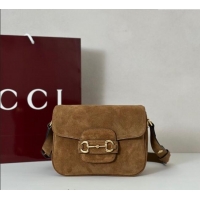 Best Grade Gucci Horsebit 1955 Aura mini shoulder bag in Suede 847064 Brown 2025