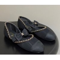 Pretty Style Chanel Mesh & Grosgrain Mary Janes Ballets Flat with Bow and Chain Black 2025 G46701 1103055