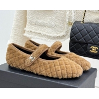 Unique Style Chanel Quilted Wool Mary Janes Ballets Flat Beige 2025 CH110301 1103060