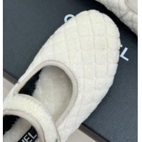 Good Product Chanel Quilted Wool Mary Janes Ballets Flat White 2025 CH110301 1103061