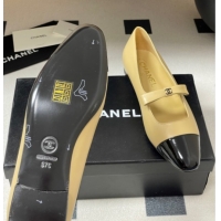 Best Product Chanel Lambskin and Patent Leather Mary Janes Ballet Flats with Bow Beige 2025 CH110302 1103068