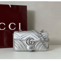 Super Quality Gucci GG Marmont Small shoulder bag 837280 Silver 2025