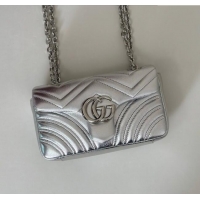 Super Quality Gucci GG Marmont Small shoulder bag 837280 Silver 2025