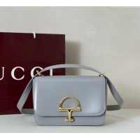 Top Quality Gucci Siena small shoulder bag in Leather with Oversized Half Horsebit 846705 Light Grey 2025