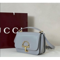 Top Quality Gucci Siena small shoulder bag in Leather with Oversized Half Horsebit 846705 Light Grey 2025