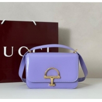 Best Price Gucci Siena small shoulder bag in Leather with Oversized Half Horsebit 846705 Lilac Purple 2025