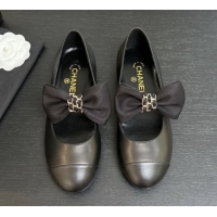 Classic Hot Chanel Lambskin Leather Mary Janes Ballet Flats with Bow Black 2025 CH110303 1103071