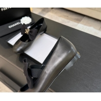 Classic Hot Chanel Lambskin Leather Mary Janes Ballet Flats with Bow Black 2025 CH110303 1103071