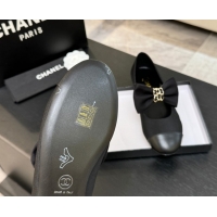 1:1 aaaaa Chanel Grosgrain & Calfskin Leather Mary Janes Ballet Flats with Bow Black 2025 CH110303 1103073