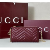 Luxury Cheap Gucci GG Marmont small shoulder bag in Leather 847589 Ancora Red 2025