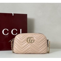 Top Grade Gucci GG Marmont small camera bag in Leather 855273 Pink Beige 2025