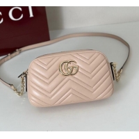 Top Grade Gucci GG Marmont small camera bag in Leather 855273 Pink Beige 2025