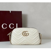 Famous Brand Gucci GG Marmont small camera bag in Leather 855273 White 2025