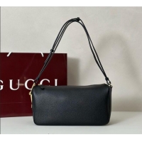 Grade Quality Gucci Half Horsebit medium shoulder bag in Leather 860787 Black 2025