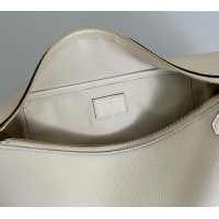 Top Design Gucci Half Horsebit medium shoulder bag in Leather 860787 White 2025