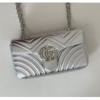 Buy Classic Gucci GG Marmont medium shoulder bag in Leather 837267 Silver 2025