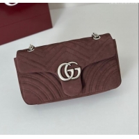 Best Quality Gucci GG Marmont medium shoulder bag in Suede 837267 Dark Brown 2025