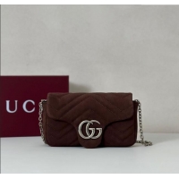 Good Taste Gucci GG Marmont mini shoulder bag in Suede 841290 Dark Brown 2025