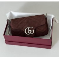 Good Taste Gucci GG Marmont mini shoulder bag in Suede 841290 Dark Brown 2025