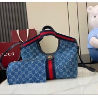 Market Sells Gucci Giglio Small Tote Bag in GG Denim 860845 Light Blue 2025