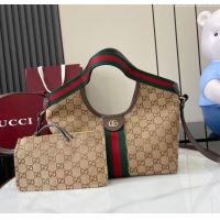 Buy Classic Gucci Giglio Small Tote Bag in GG Canvas 860845 Beige 2025