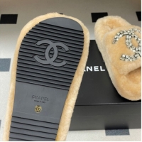 Unique Style Chanel Wool Platform Slides Sandal with Strass CC Pale Pink 2025 CH110305 1103085
