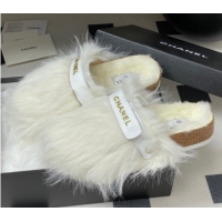 Popular Style Chanel Wool Platform Mules White 2025 CH110309 1103097