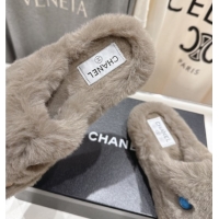 Stylish Chanel Wool and Charm Mules Grey CH110310 1103098