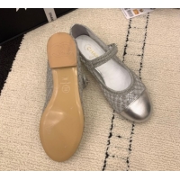 Grade Quality Chanel Leather, Mesh and Sequins Mary Janes Ballets Flat Silver 2025 CH110311 1103108