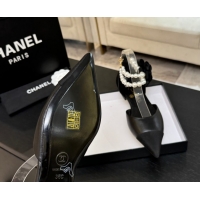 Charming Chanel Lambskin & Grosgrain Flats Shoes with Pearls and Camellia Bloom Black 2025 CH110313 1103114