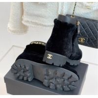 Top Design Chanel Wool Platform Ankle Boots Black 2025 CH110315 1103120