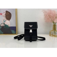 Trendy Design Prada Re-Nylon and Saffiano Leather Smartphone Case 2ZH109 Black 2025