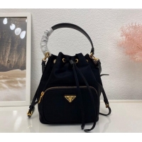 Good Taste Prada Duet Nylon Bucket Shoulder Bag 1BH038 Black 2025