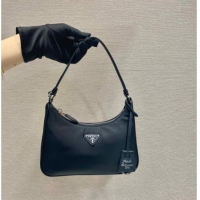 Buy Cheap Prada Re-Edition 2005 Re-Nylon and Saffiano hobo mini bag 1N204M Black/Silver 2025