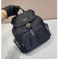 Luxury Discount Prada Small Re-Nylon backpack bag 1BZ081 Black/Gold 2025