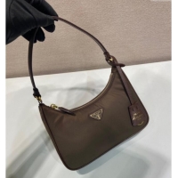 Traditional Specials Prada Re-Edition 2005 Re-Nylon and Saffiano hobo mini bag 1N204M Burnt Brown 2025