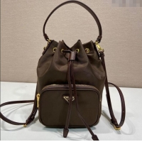 Reasonable Price Prada Duet Re-Nylon bucket bag 1BH038 Burnt Brown 2025