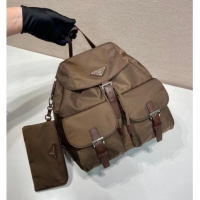 Big Discount Prada Medium Re-Nylon Backpack Bag 1BZ811 Burnt Brown 2025