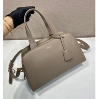 Inexpensive Prada Large leather top-handle bag 1BB148 Grey 2025