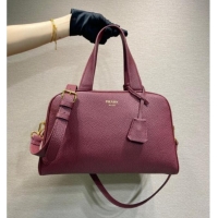 Best Design Prada Large leather top-handle bag 1BB148 Dark Burgundy 2025