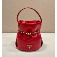 Reasonable Price Prada Petit Sac Noir mini nappa leather bucket bag 1BE088 Red 2025